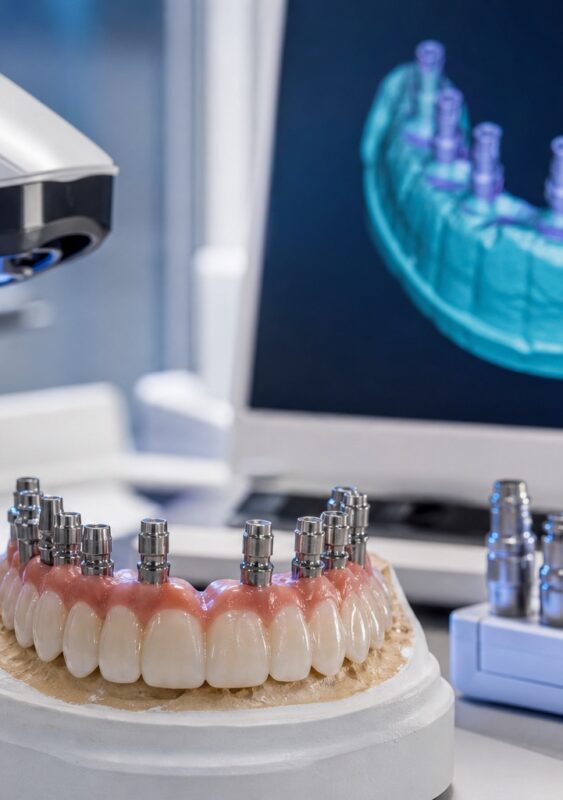 Scan body-uri pe model full-arch verificate într-un flux digital de laborator