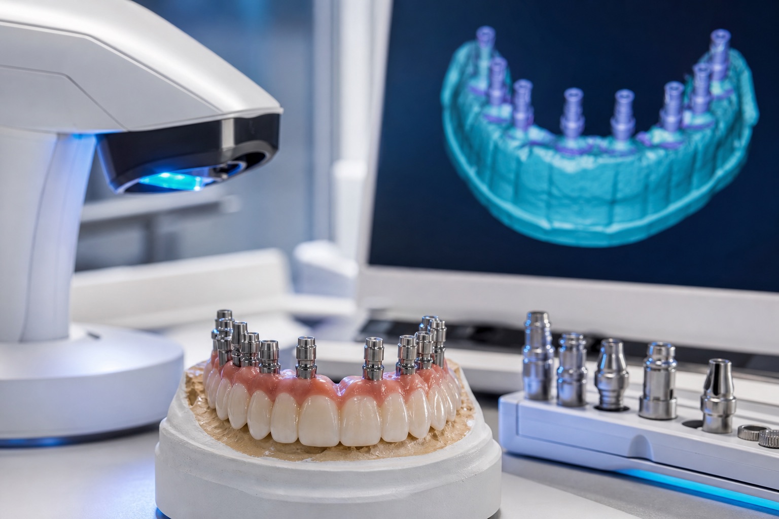Scan body-uri pe model full-arch verificate într-un flux digital de laborator